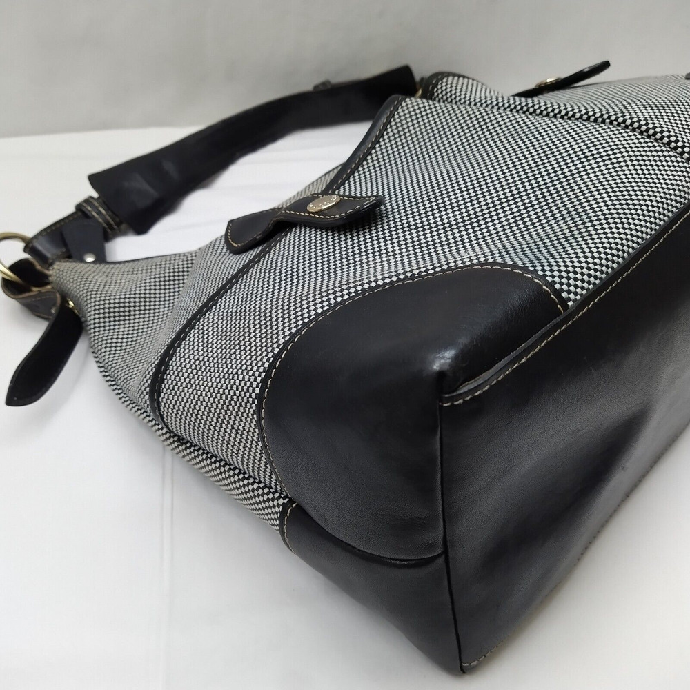Dooney & Bourke Gray Canvas Leather Trim Front Pockets Zipper Hobo Shoulder Bag - Picture 15 of 16